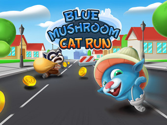 Play Blue Mushroom Cat Run now!